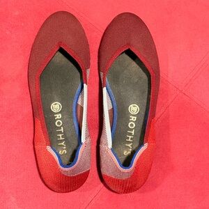 Rothy's Burgundy and Blue Loafers